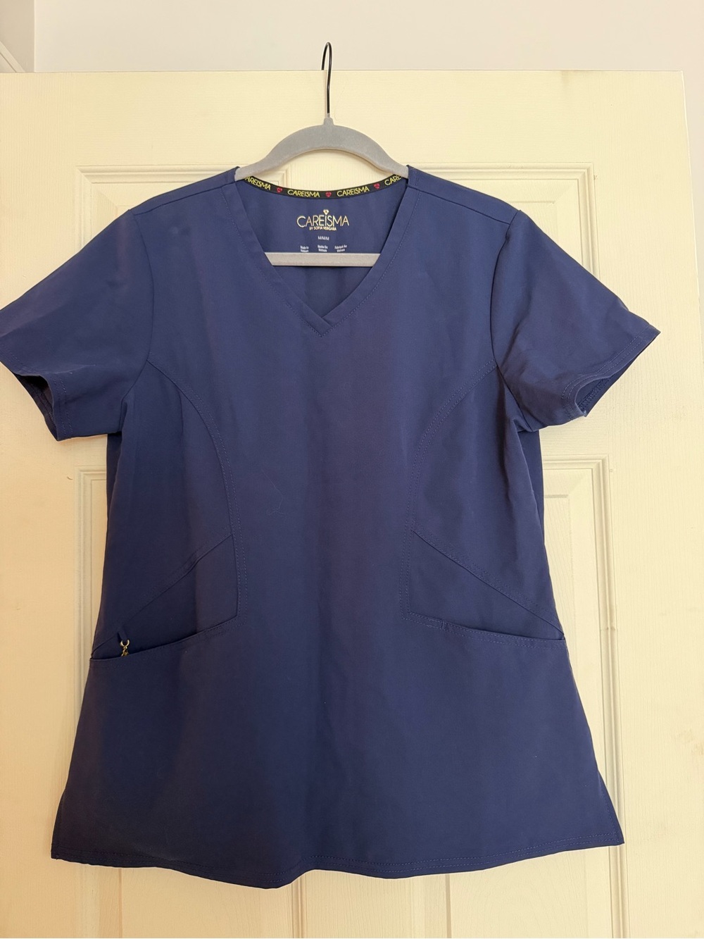 Carisma  Navy V-Neck Short Sleeve Scrub Top
